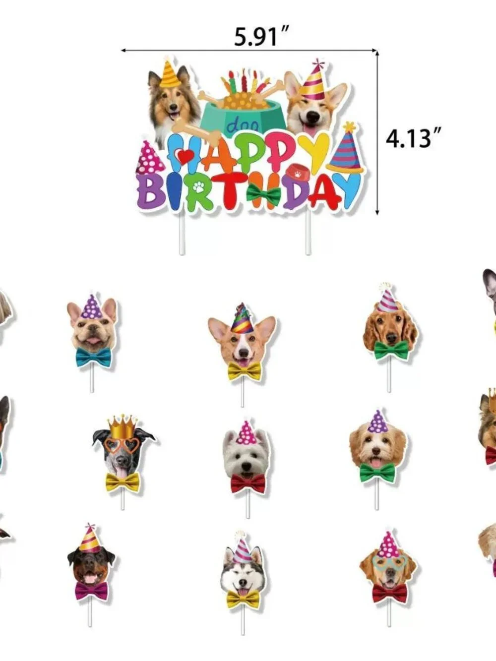 Dog Colorful Themed Birthday Party Decorations Set – Banner, Garland & Toppers